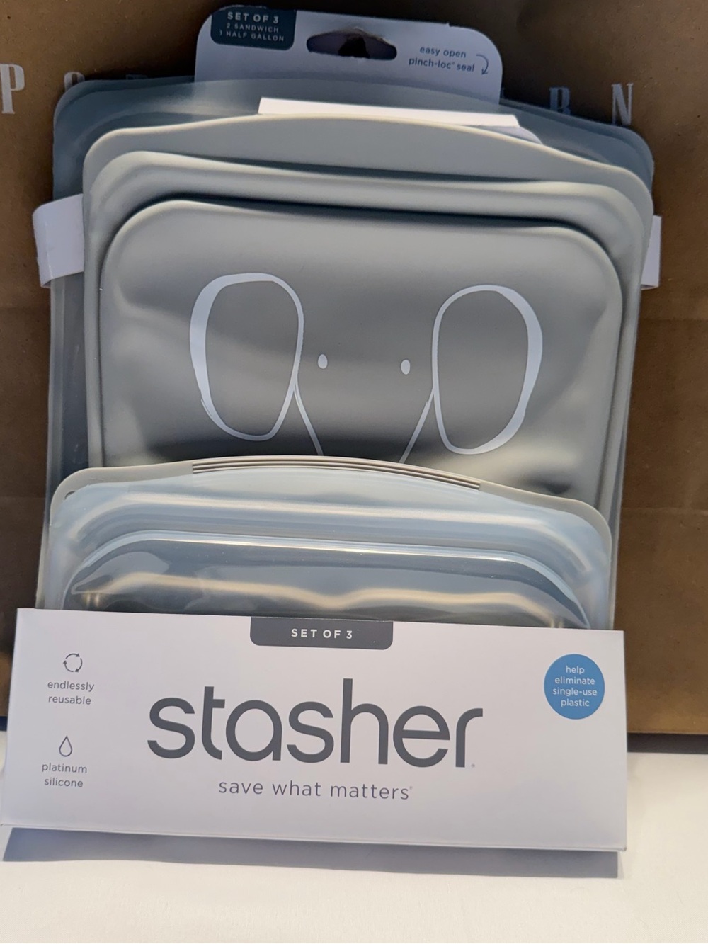 Stasher Gray Silicone Kids Storage Bag Set - Stasher (Set of 3)